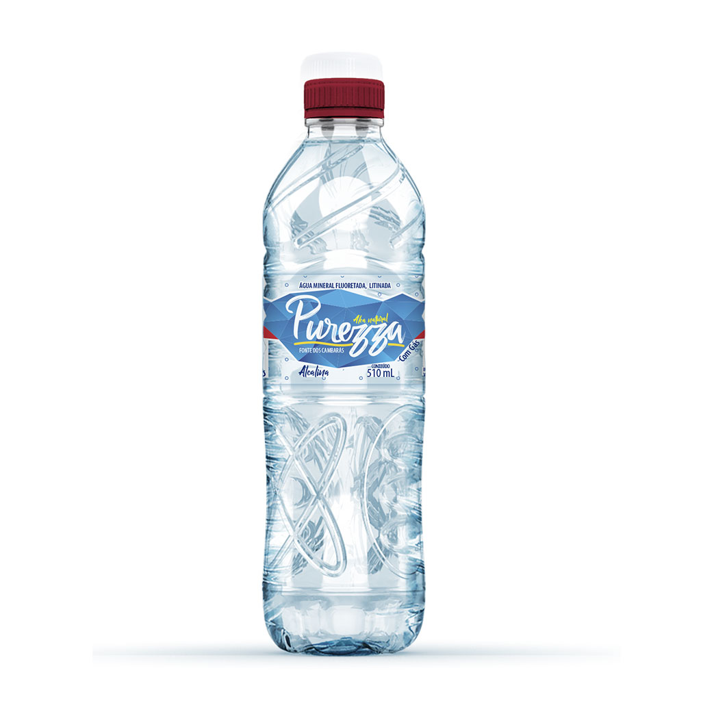 Água Mineral Alcalina Purezza 12 un c/ 510 ml (COM GÁS)